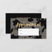 Black Floral Gold Text Gray Salon Appointment (Front/Back)