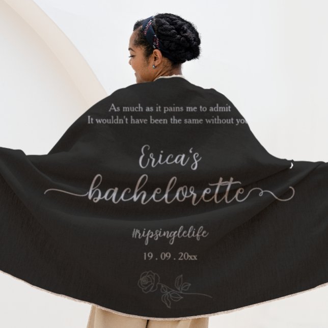 Black Floral Gothic Bachelorette Party Beach Towel (Creator Uploaded)