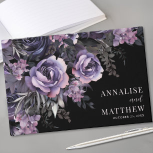 Black Floral Gothic Wedding Guest Book