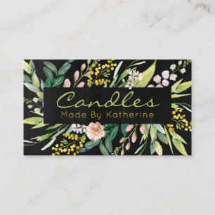Black Floral Handmade Candle And Soy Wax Melt Business Card