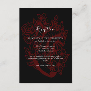 Black Floral Heart Handfasting Wedding Reception E Enclosure Card