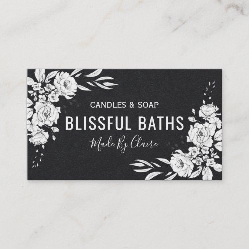 Black Floral Homemade Soap And Candle Business Card