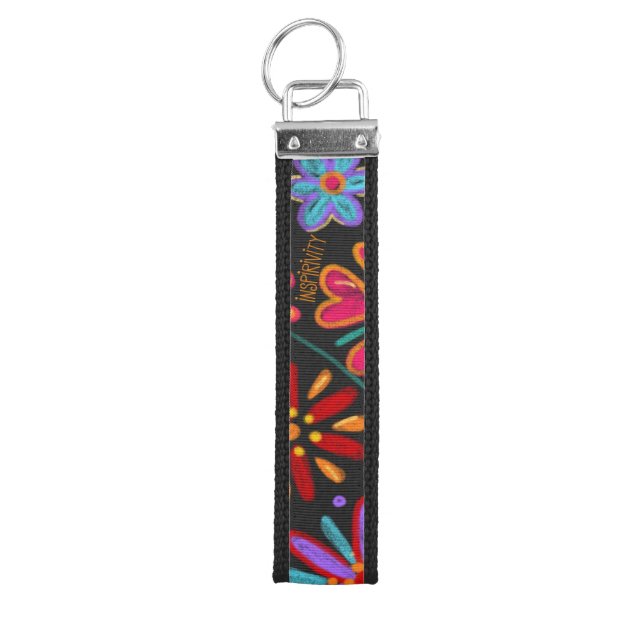 Black Floral  Inspirivity Wrist Keychain (Keys on Top)