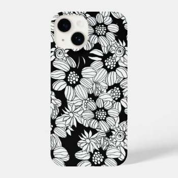 Black Floral Iphone 14 Slim Fit Case  Glossy Case by MushiStore at Zazzle
