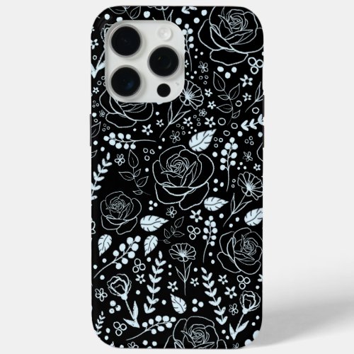 Black Floral IPhone 15 Pro Max Case