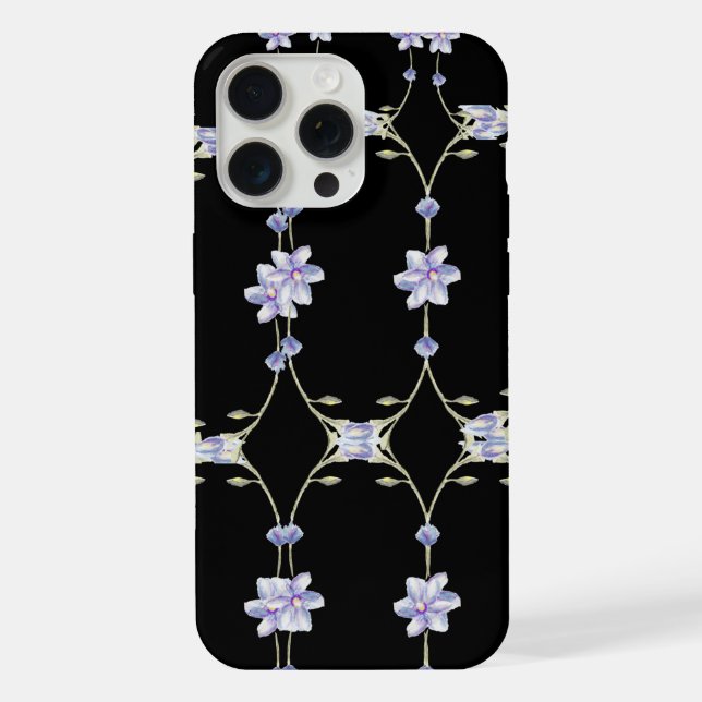 Black floral  iphone case (Back)