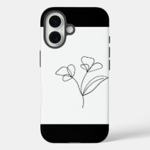 Black Floral Line Art Phone Case