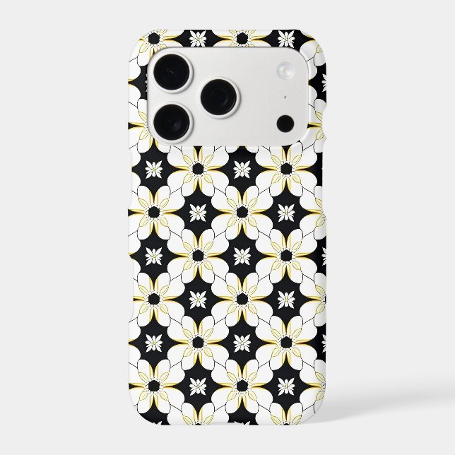 Black Floral Line Pattern For Modern Decor Iphone Case (Back)