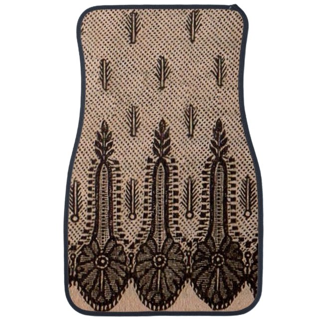 black floral mesh print car floor mat (Front)