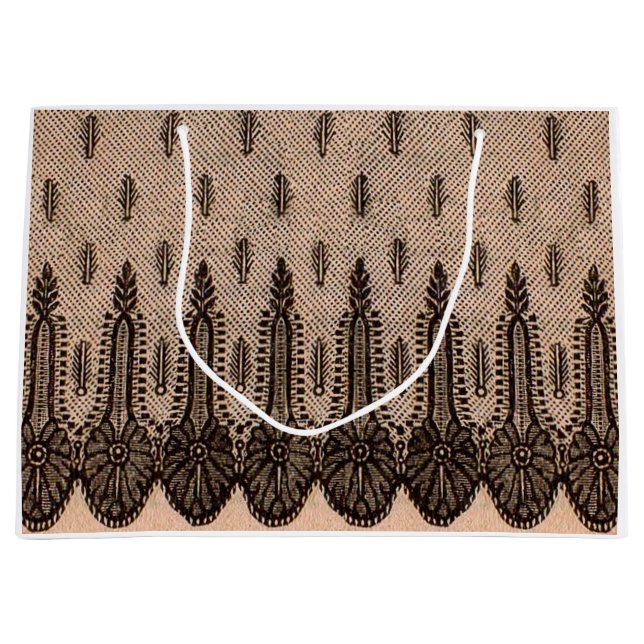 black floral mesh print large gift bag (Front)