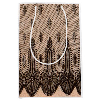 black floral mesh print medium gift bag