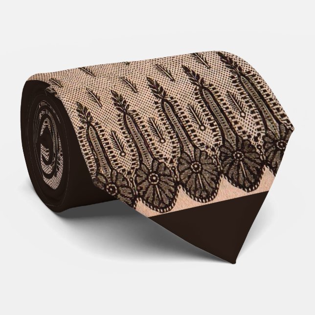 black floral mesh print neck tie (Rolled)