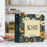 Black Floral Modern Monogram Family Recipes 3 Ring Binder<br><div class="desc">This simple yet elegant design adds style and grace to your kitchen, with its burnt orange, dusty blue and cream floral pattern on soft black. Gather your favorite family recipes and add your family memories to make this a cherished keepsake. Add a name to personalize it. Makes a great bridal...</div>