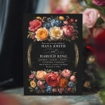 Black Floral Moody Botanical Baroque Wedding