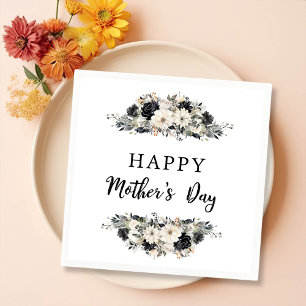 Black Floral Mother's Day Brunch Party Napkins