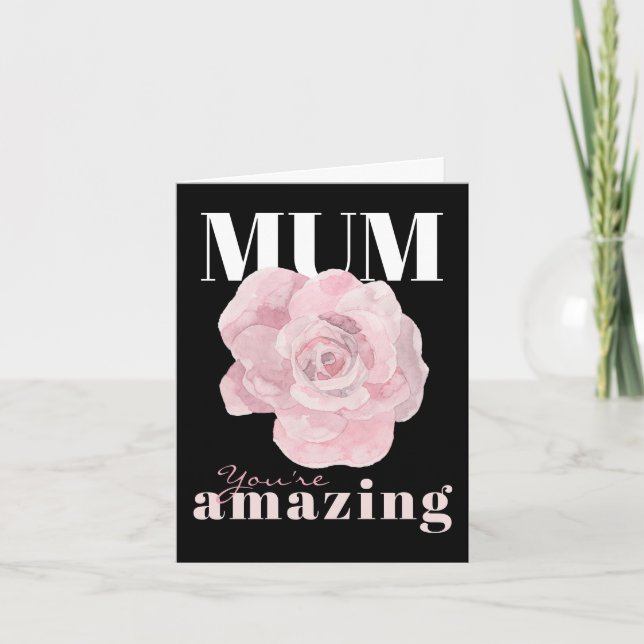 Black Floral Mother's Day Folded Greeting Card (Front)