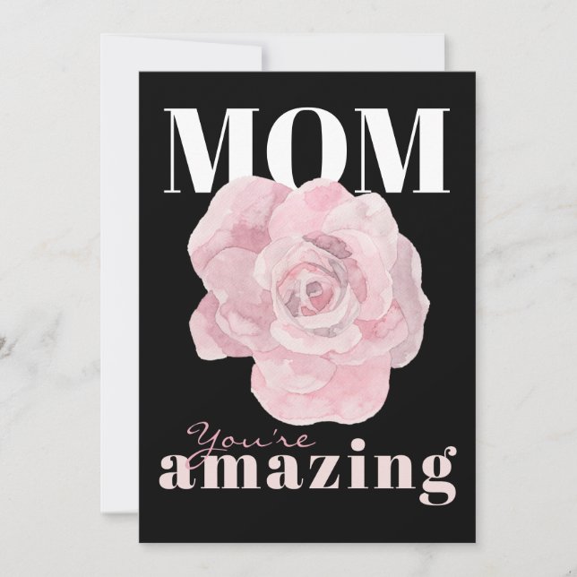 Black Floral Mother's Day Holiday Card (Front)