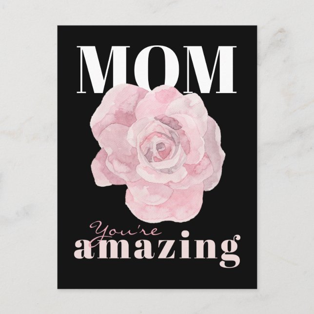 Black Floral Mother's Day Holiday  Post Card (Front)