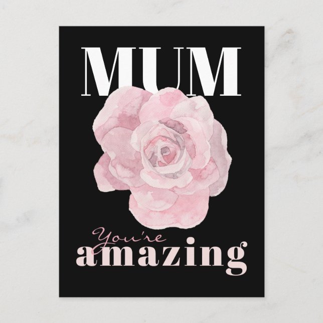 Black Floral Mother's Day Holiday  Post Card (Front)