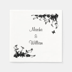 Black Floral Napkins