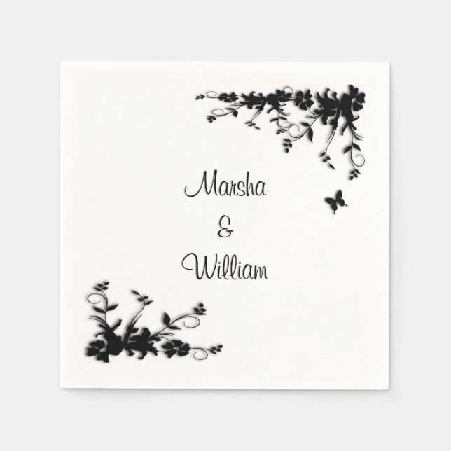Black Floral Napkins (Front)