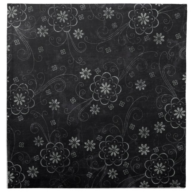 Black Floral Napkins (Front)