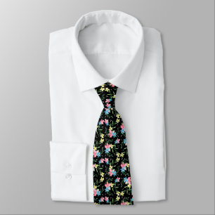 Black Floral Neck Tie