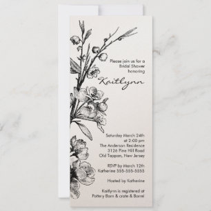 Black Floral on Gold Bridal Shower Invitation