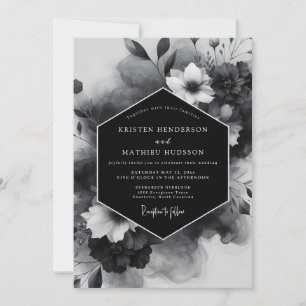 Black Floral Opulent Wedding Invitation