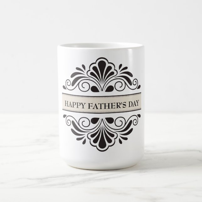 Black Floral Ornament- Happy Father's Day Coffee Mug (Center)