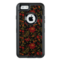 Black Floral: OtterBox Defender iPhone 6/6s Case