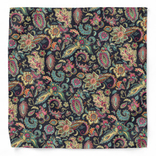 Black floral Paisley Bandana