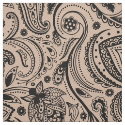 Black Floral Paisley-Custom Tan background Fabric