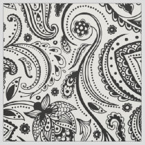 Black Floral Paisley-Custom White background Fabric