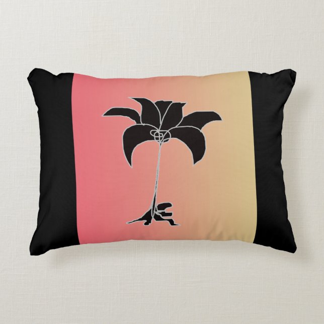 Black Floral Pastel Gradient Accent Pillow (Front)