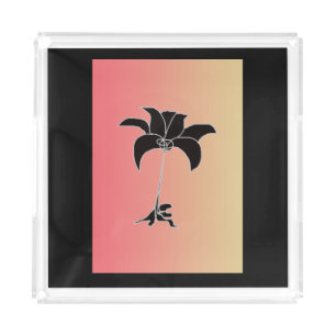 Black Floral Pastel Square Acrylic Tray