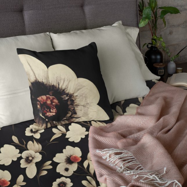 Black Floral Pattern Botanical Duvet Cover (Creator Uploaded)