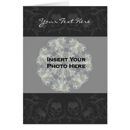 Black Floral Pattern Photo Card (Front)