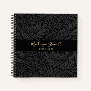 Black Floral Pattern Sketchbook Notebook