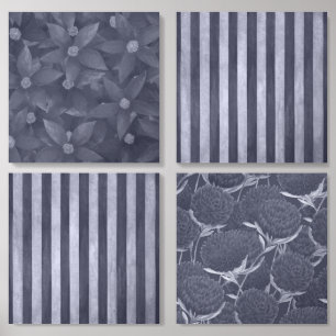 Black Floral patterns Acrylic Photo Tile