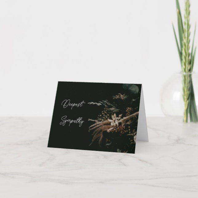 Black Floral Personalized Sympathy Card (Front)