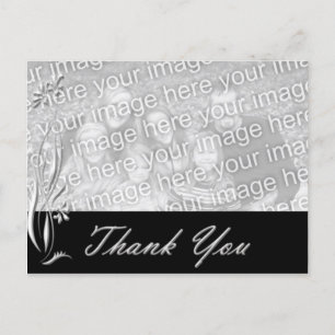 Black Floral Photo Template Thank you Postcard