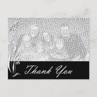 Black Floral Photo Template Thank you Postcard