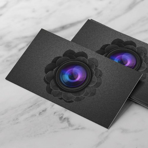 Black Floral Photography Elegant Dark Photographer Business Card