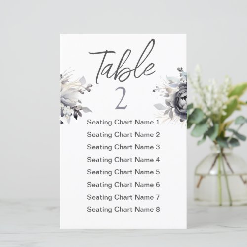 Black Floral Place Card