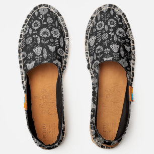 Black Floral Print UBUNTU Espadrilles