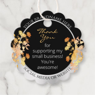 Black Floral Product Supplies Orange Silver Colors Favor Tags