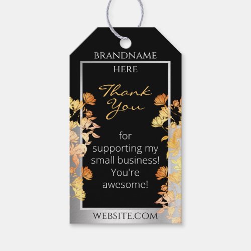 Black Floral Product Supplies Orange Silver Colors Gift Tags
