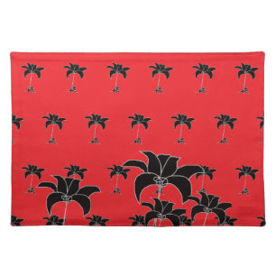  Black Floral Red  Cloth Placemat