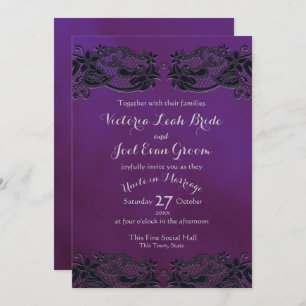 Black Floral Regency Invitation